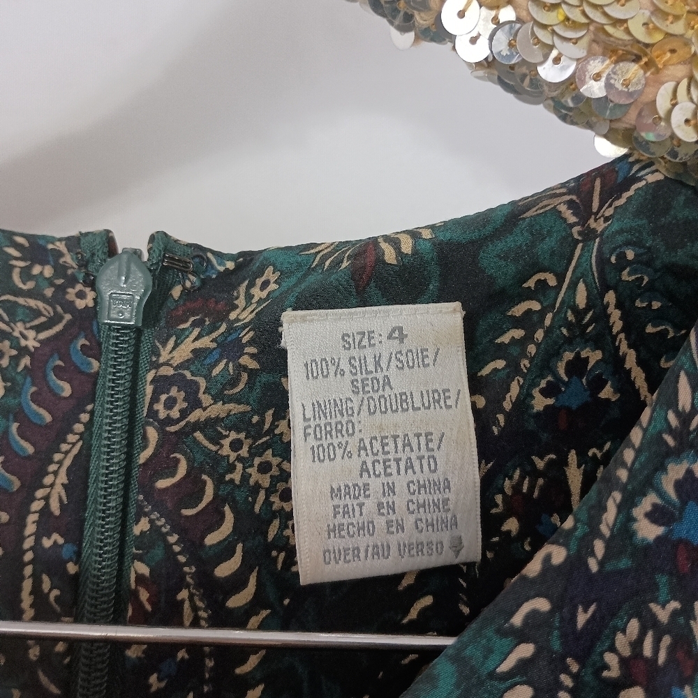 Vintage 90s Liz Claiborne Women's Hunter Green Silk Midi Dress size 4 Classic - Picture 11 of 11